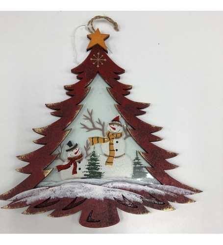 WOOD TREE HANGER WITH SNOWMAN 